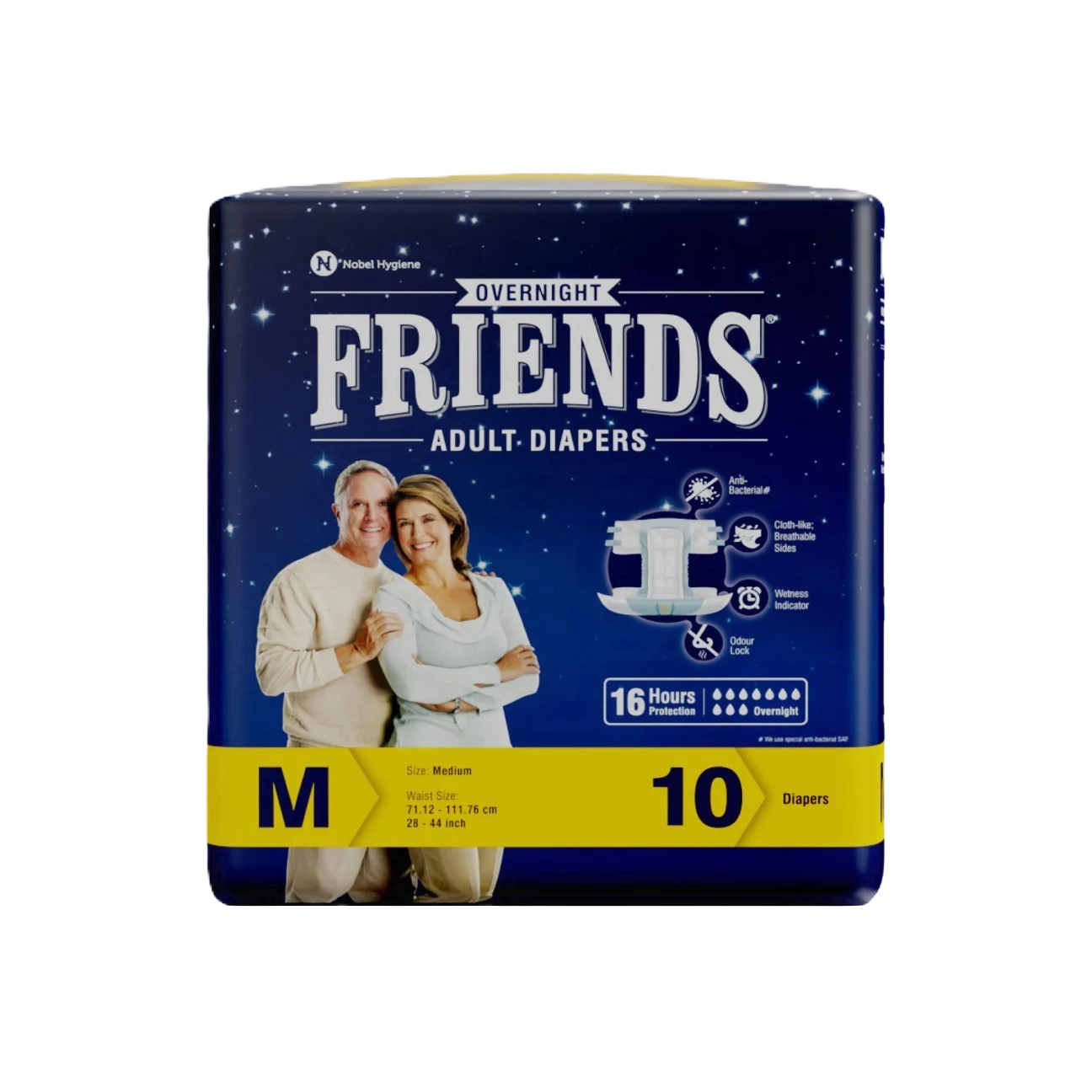 FRIENDS OVERNIGHT ADULT DIAPERS (M) 10’s UNISEX