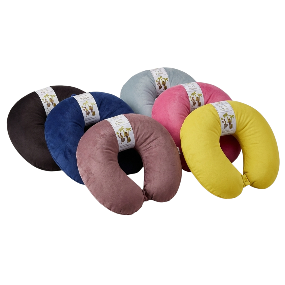 3Q Comfort Velvet U-Shaped Neck Pillow for Travel - Soft, Adjustable Neck Support Cushion for Car, Flight, Home